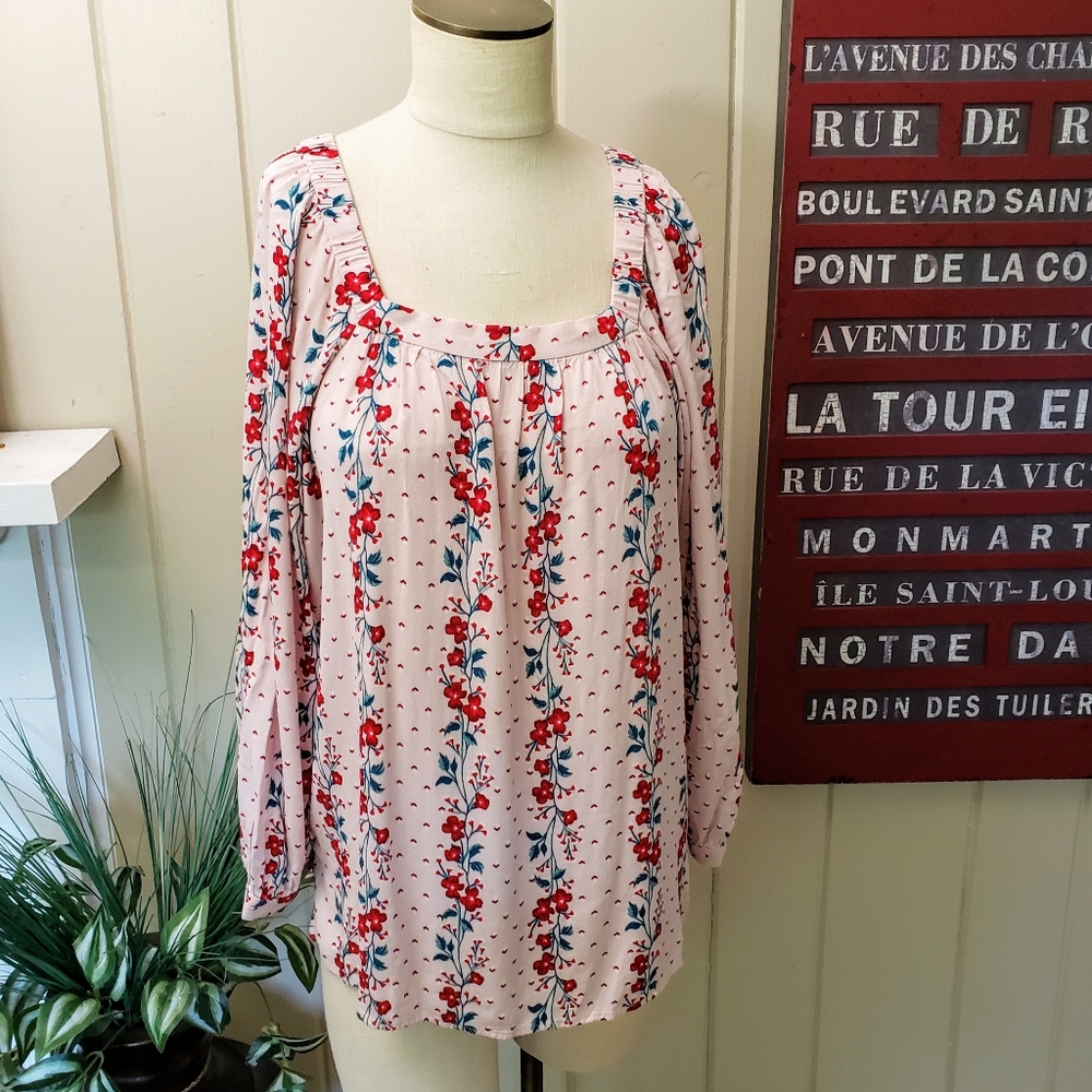 Old Navy | L floral tunic square neck pleated